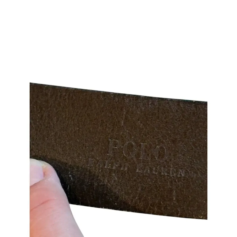 Polo Ralph Lauren Leather Belt Big Buckle Mens 36 Brown *READ*